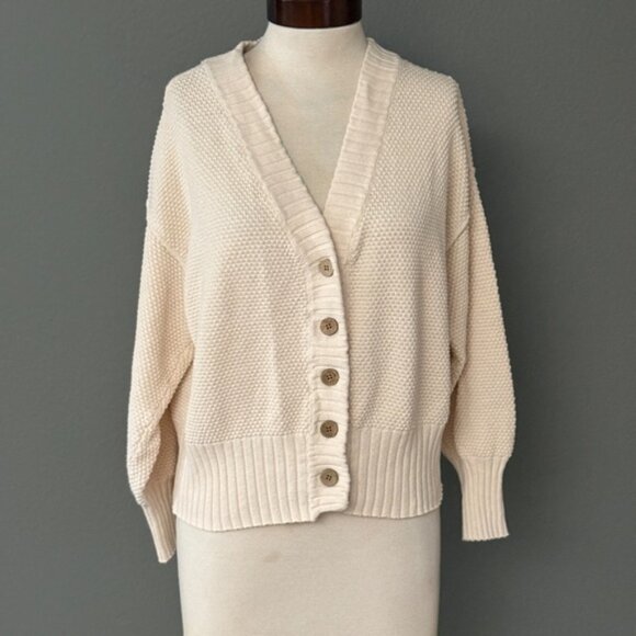 Free People Beach Cream Beige Hailee Cardigan Sweater Sz XS Button Down - Picture 8 of 8